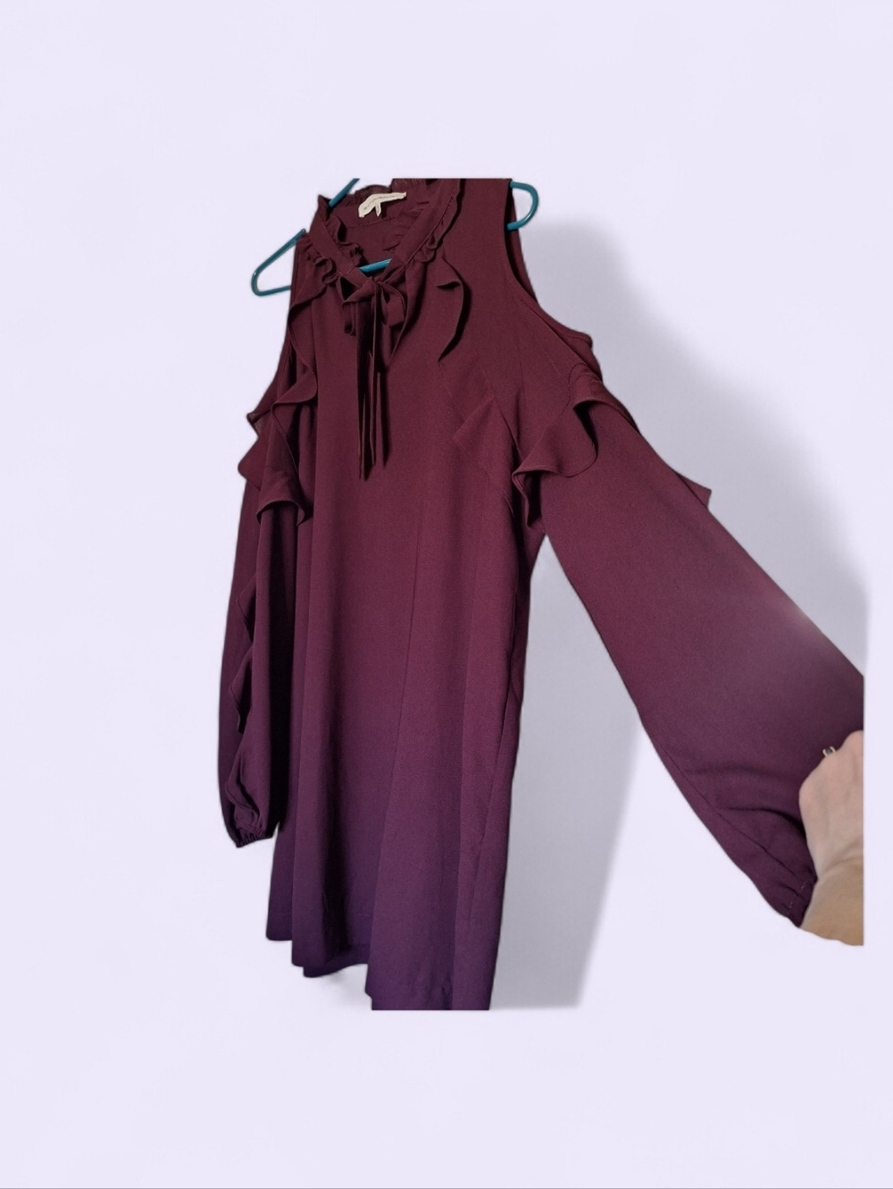 Dress maroon lined open shoulder mini sheath dress